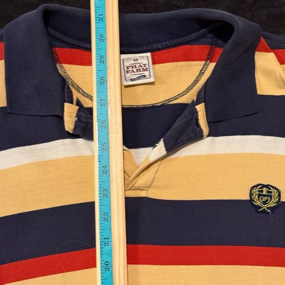 Phat Farm 3XL Polo Shirt Y2K Vintage 90s Baggy Fit Stripe Skater Retro Hip Hop - Picture 10 of 12